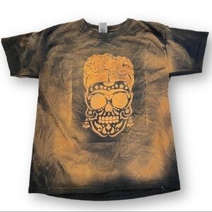Reverse dyed Frida Kahlo dia de los muertos youth tshirt S sugar skull